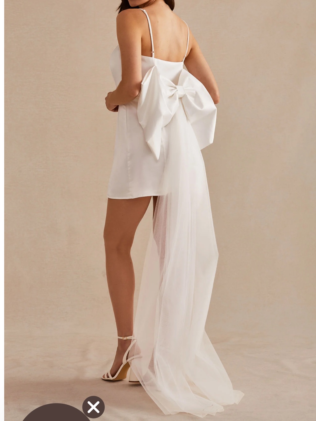 Birdy Grey Ivory Mini Dress With Oversized Bow & Tulle Train